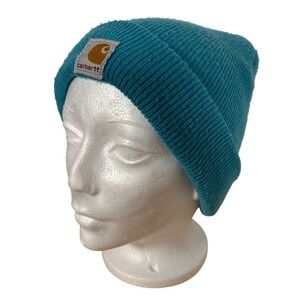 Carhartt Workwear Teal Blue Beanie Ribbed Knit Cuffed Watch Hat A18 OSFM